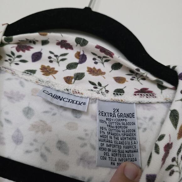 Vintage Cottagecore Leaf Print Mock Neck Boho Top Womens 2X Layering Fall Autumn - Picture 6 of 8